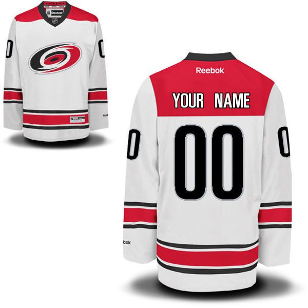 Reebok Carolina Hurricanes Men Premier New Away Custom NHL Jersey - White->->Custom Jersey